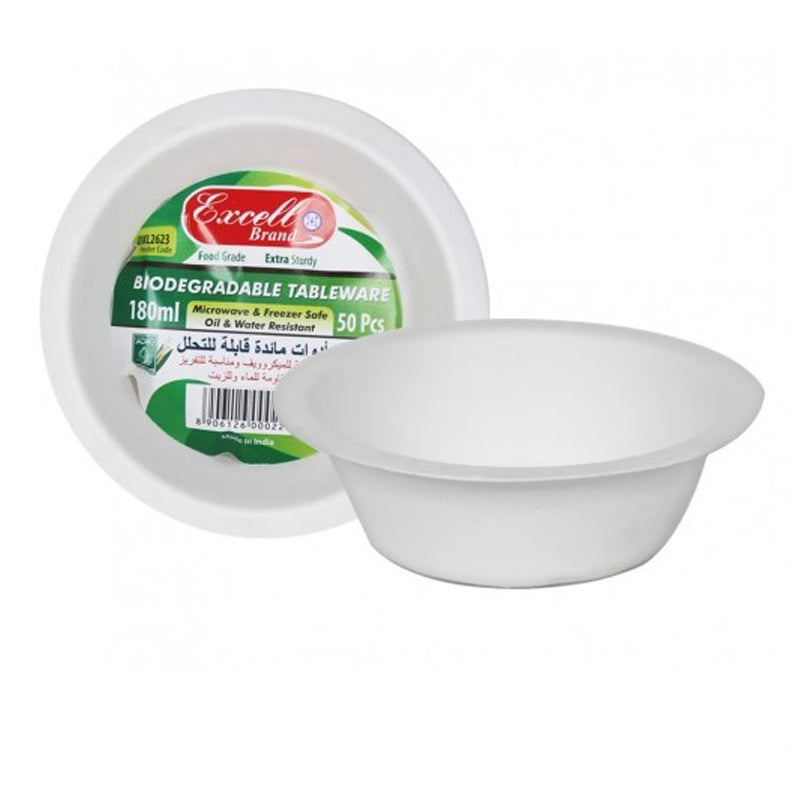 Excell Biodegradable Bowl 180 Ml 50'- White