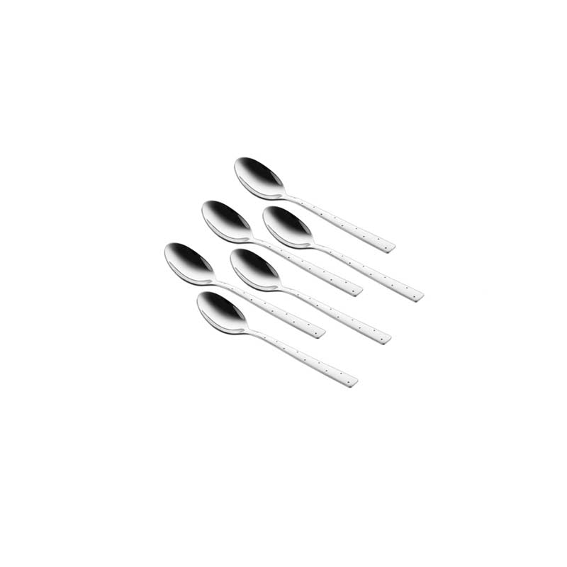 White Dot Baby Spoon Set - 6 Pcs - Silver