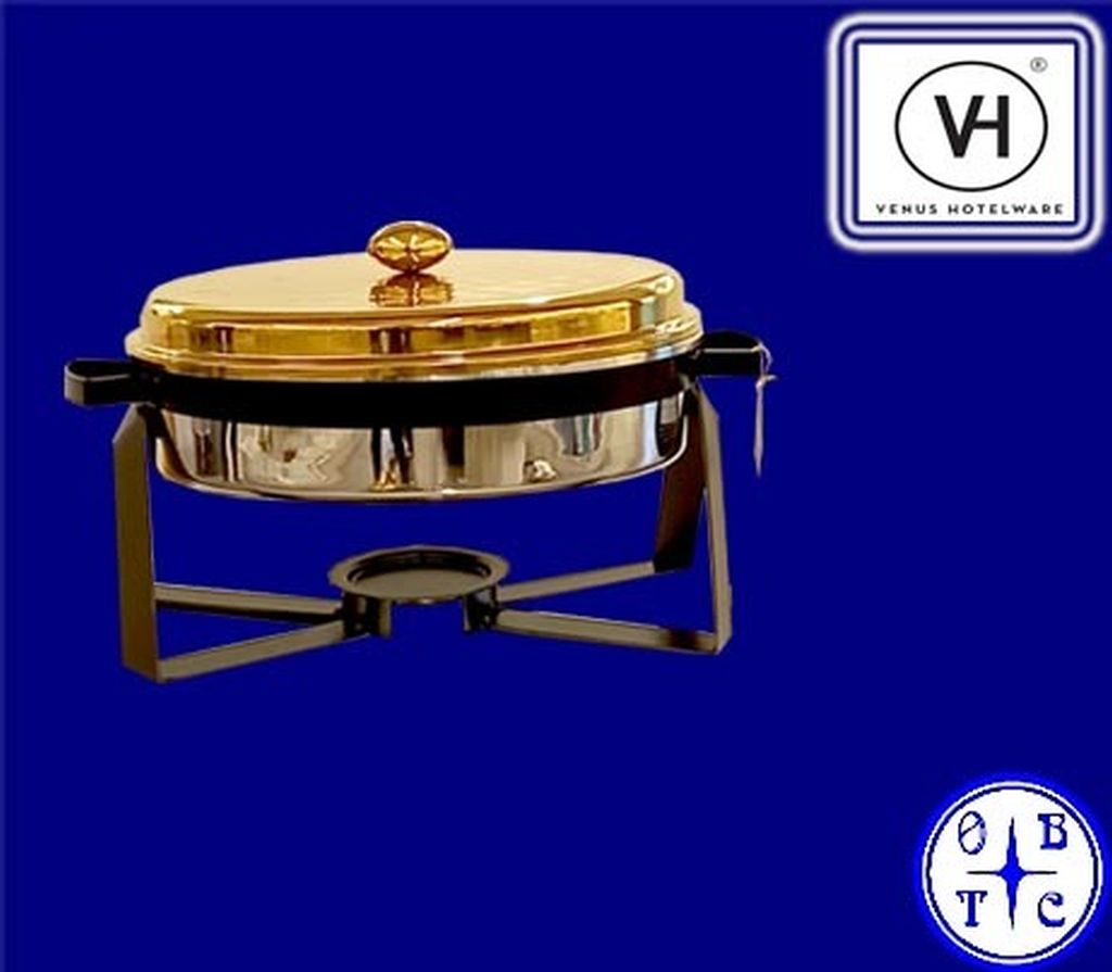 Venus Hotelware Premium Oval Stainless Steel Chafing Dish With Lid 3L Wcg6651-Metallic Gold