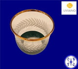 Liviano Premium Glass Cup With Gold Rim And Frosted Laurel Leaf Etching-Clear