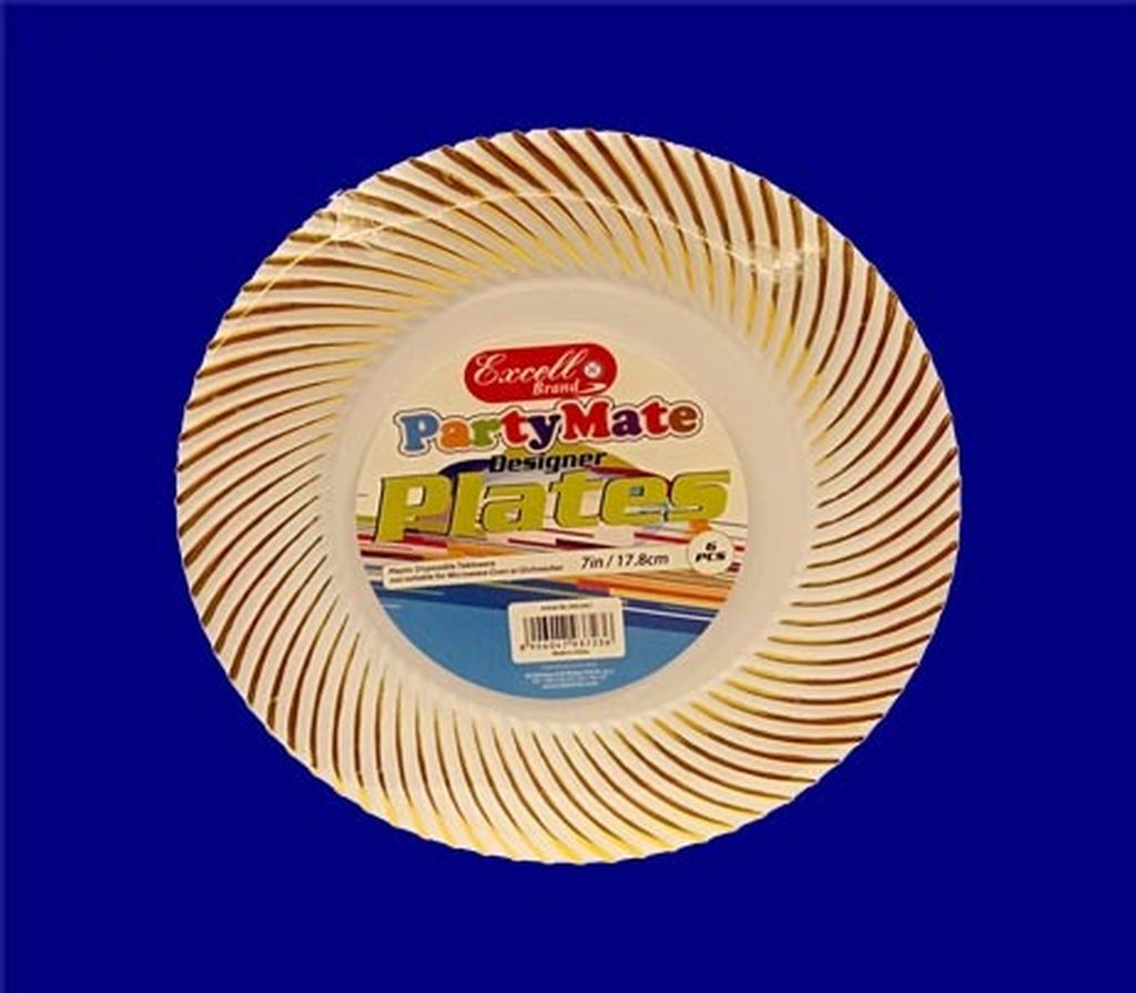 Excell Dxl3451`Partymate Designer Plastic Disposable Plates`7-Gold