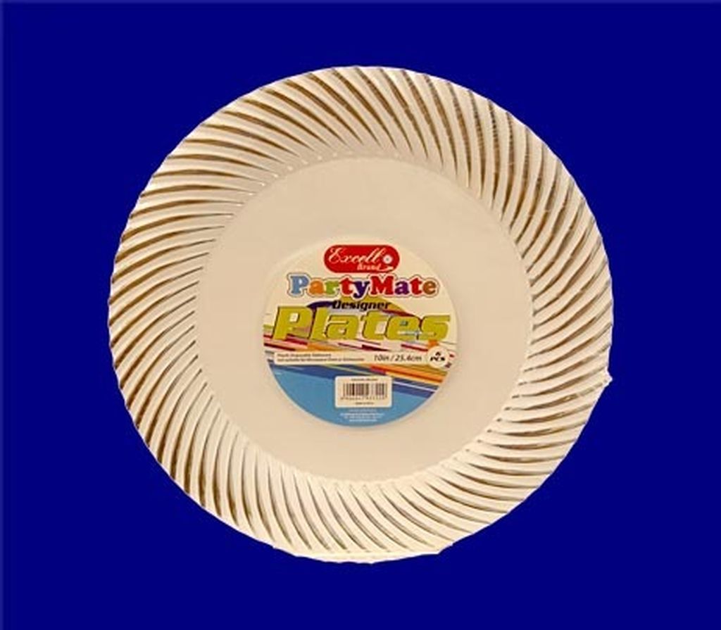 Excell Dxl3450 Partymate Designer Plastic Disposable Plates 10-Silver