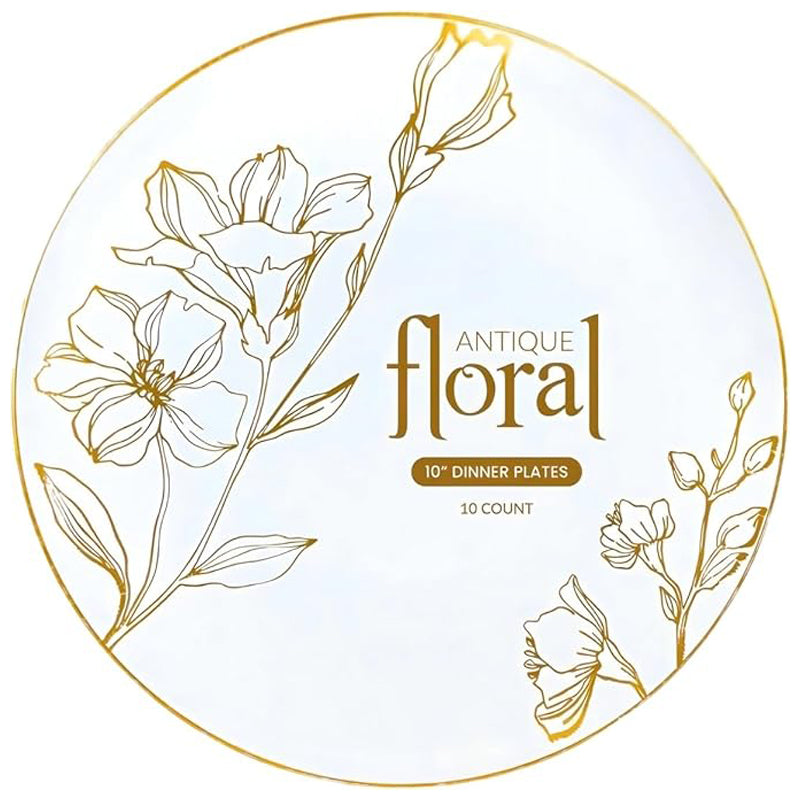 Dxl3450 Dinner Plate – 10 Inch – Flower – Set Of 6-Gold