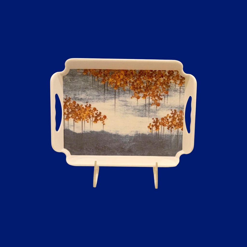 Sw Elegant Melamine Serving Tray With Mural Painting 22.5X16.5Cm-Multicolor