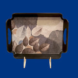 Sw Elegant Melamine Serving Tray With Clay Leaf Painting 36X26Cm-Multicolor