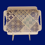 Sw Elegant Melamine Serving Tray With Floral Msaic Painting 44X31Cm-Multicolor
