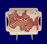 Sw Elegant Melamine Serving Tray With Red Tide Painting 22.5X16.5Cm-Multicolor