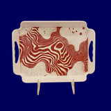 Sw Elegant Melamine Serving Tray With Red Tide Painting 36X26Cm-Multicolor