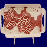 Sw Elegant Melamine Serving Tray With Red Tide Painting 44X31Cm-Multicolor