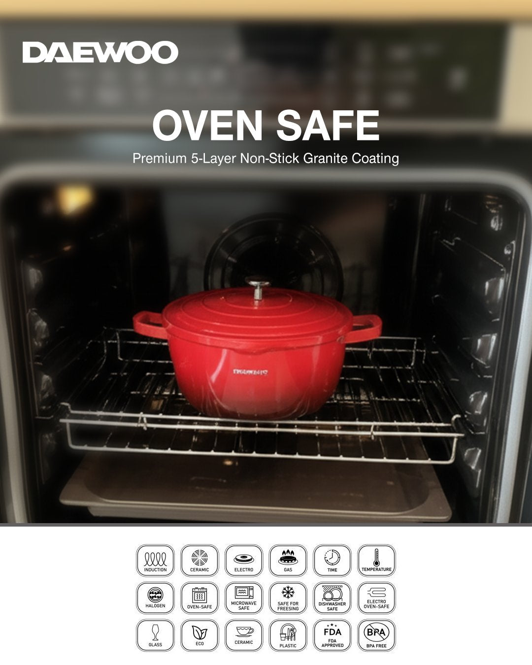 9-Piece Granite Cooking Set - Red