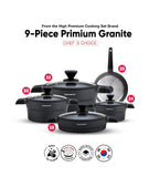 9-Piece Granite Cooking Set - Black & Grey