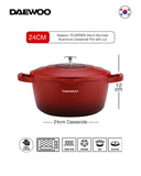 Granite Casserole Pot with Lid 24 Cm - Red