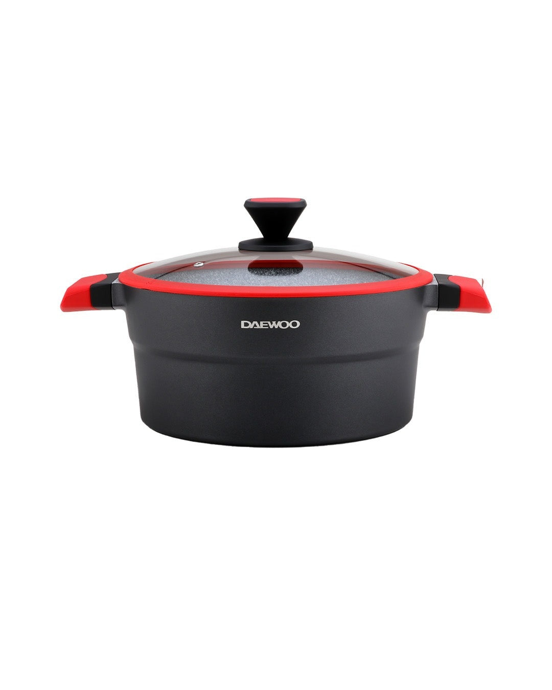 Granite Casserole Pot with Lid 24 Cm - Black & Red