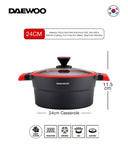 Granite Casserole Pot with Lid 24 Cm - Black & Red