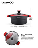 Granite Casserole Pot with Lid 24 Cm - Black & Red