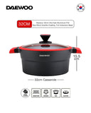 Granite Casserole Pot with Lid 32 Cm - Black & Red