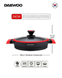 Granite Shallow Pot With Lid 28 Cm - Black & Red