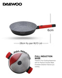 مقلاة جرانيت غير لاصقة 28 سم - أسود & أحمر