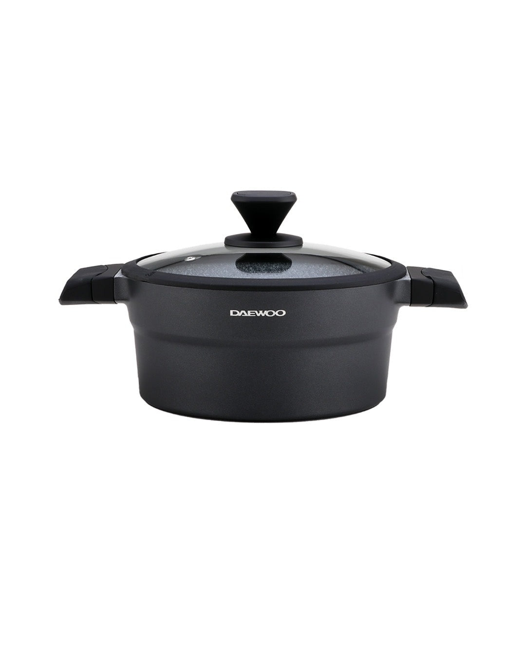 Granite Casserole Pot With Lid  28 cm - Black & Grey