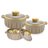 Daewoo Food Warmer Casserole Set – 3 Pieces (3.2L, 2.4L, 1.8L)