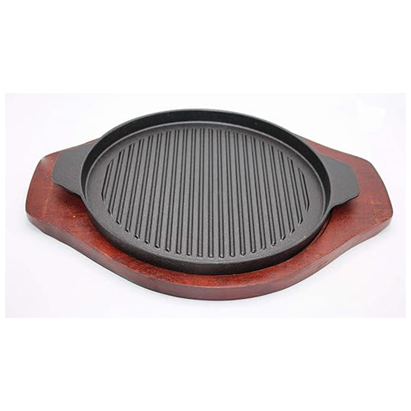 Grace Cast Iron Skillet With Wooden Base 26Cm - Black