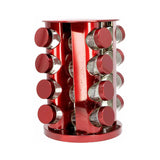Spinning Spice Rack With Glass Seasoning Jar -Set Of 20 - Red