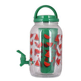 Plastic Juice Dispenser W/4Glass Water Melon - Clear & Green