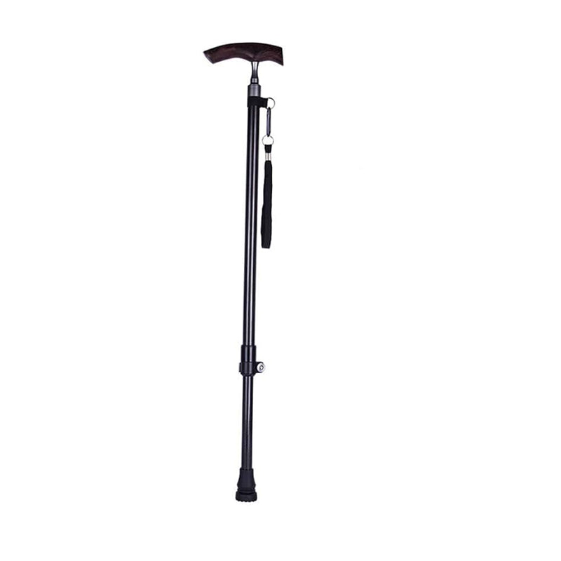 Fmogq Ultra-Light Carbon Telescopic Cane With Solid Wood Handle - Black