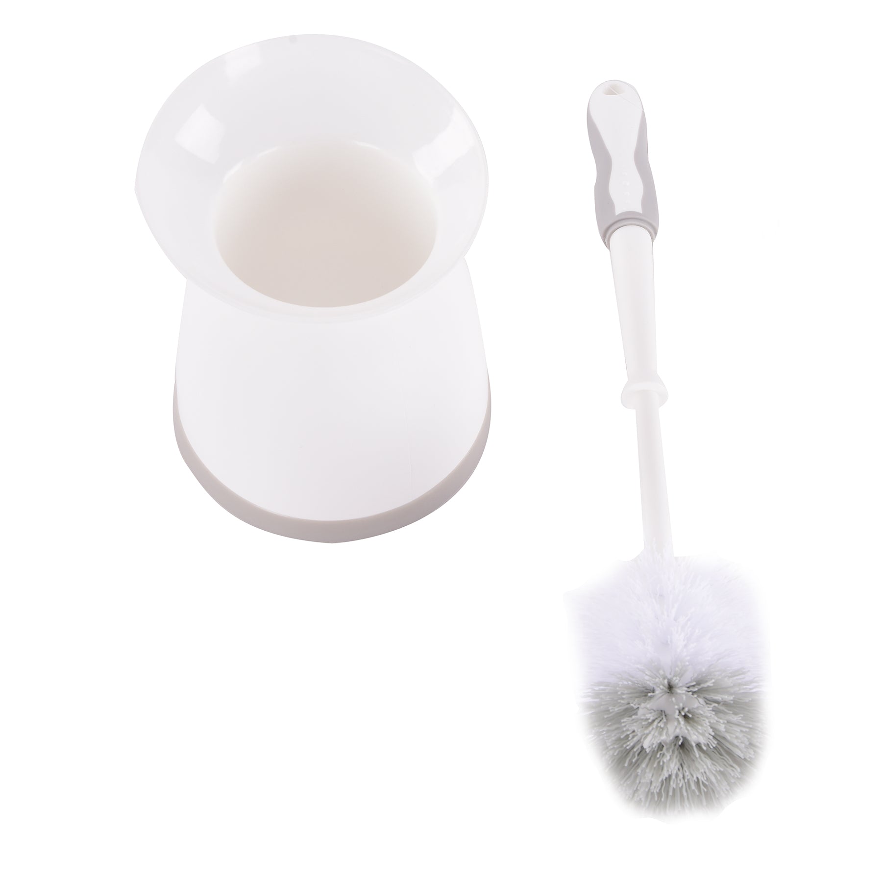 Toilet brush with holder, White & Grey