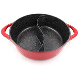 Aluminum Two-Flavour Hot Pot 32X10Cm - Red