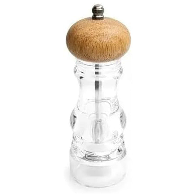 Acrylic Pepper Mill With Wooden Head - Clear
