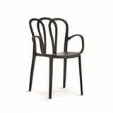 Plastic Arm Comfortable Chair Flower Design - Black