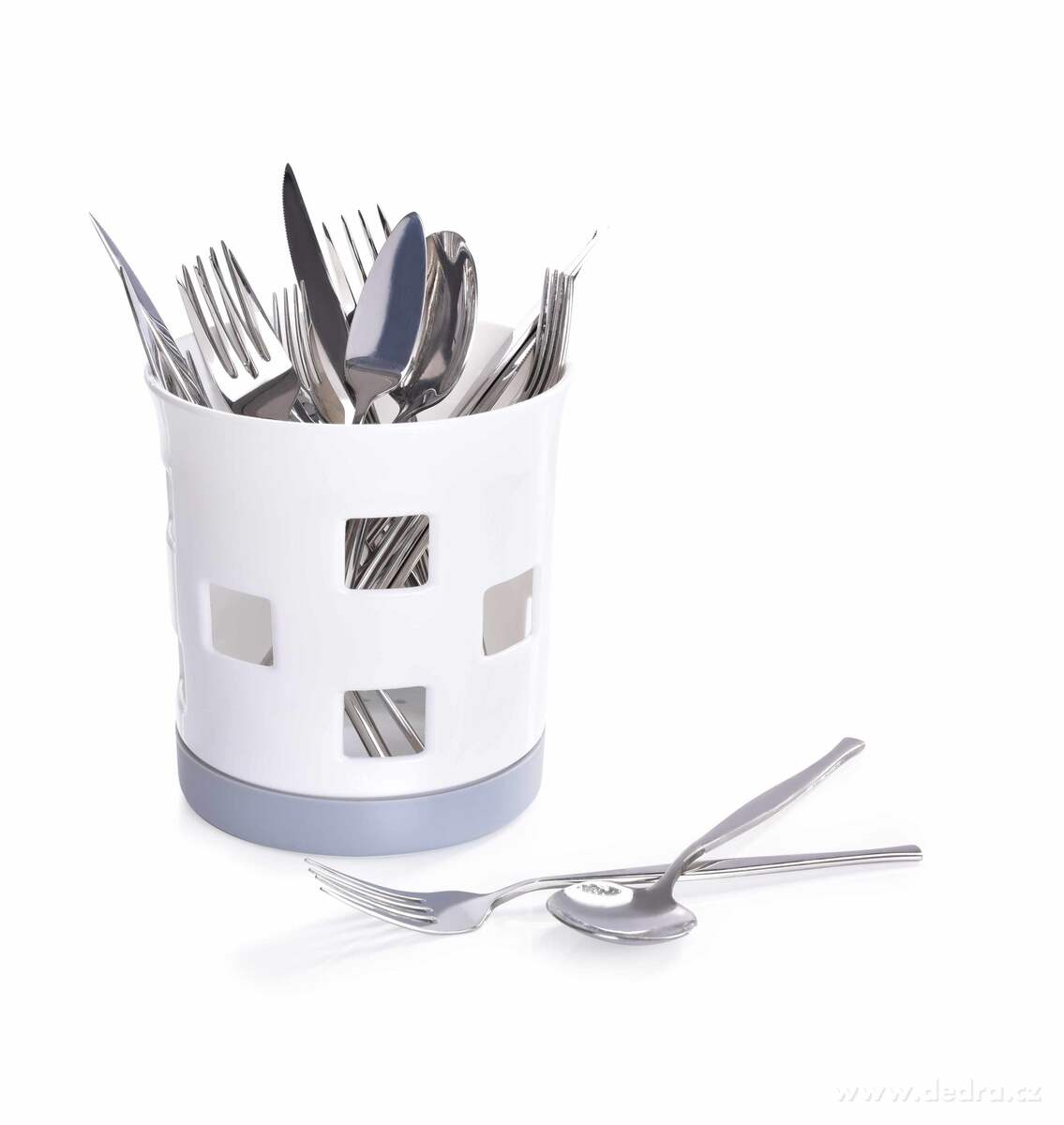 Plastic cutlery holder - White & Grey Color