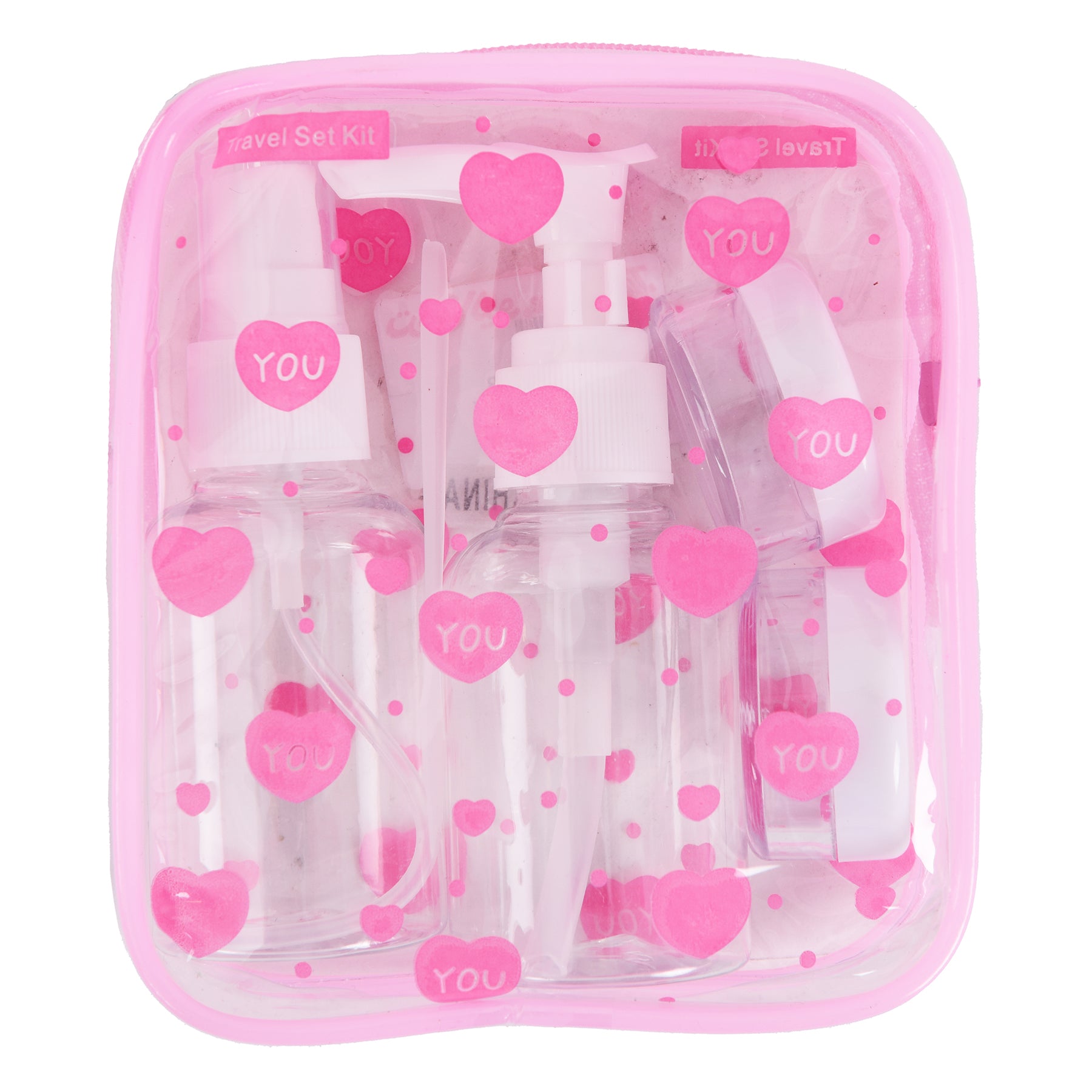 5 Pcs travel bottle kit - pink Color