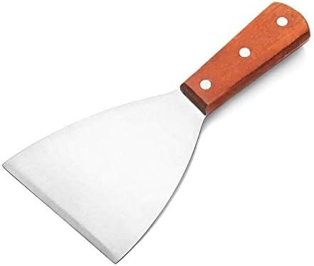 Stainless Steel Cutting Spatula With Wooden Handle-Brown