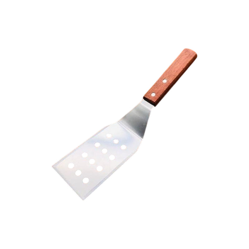S.L Steel Cutting Spatula W/Wooden Handle-Brown