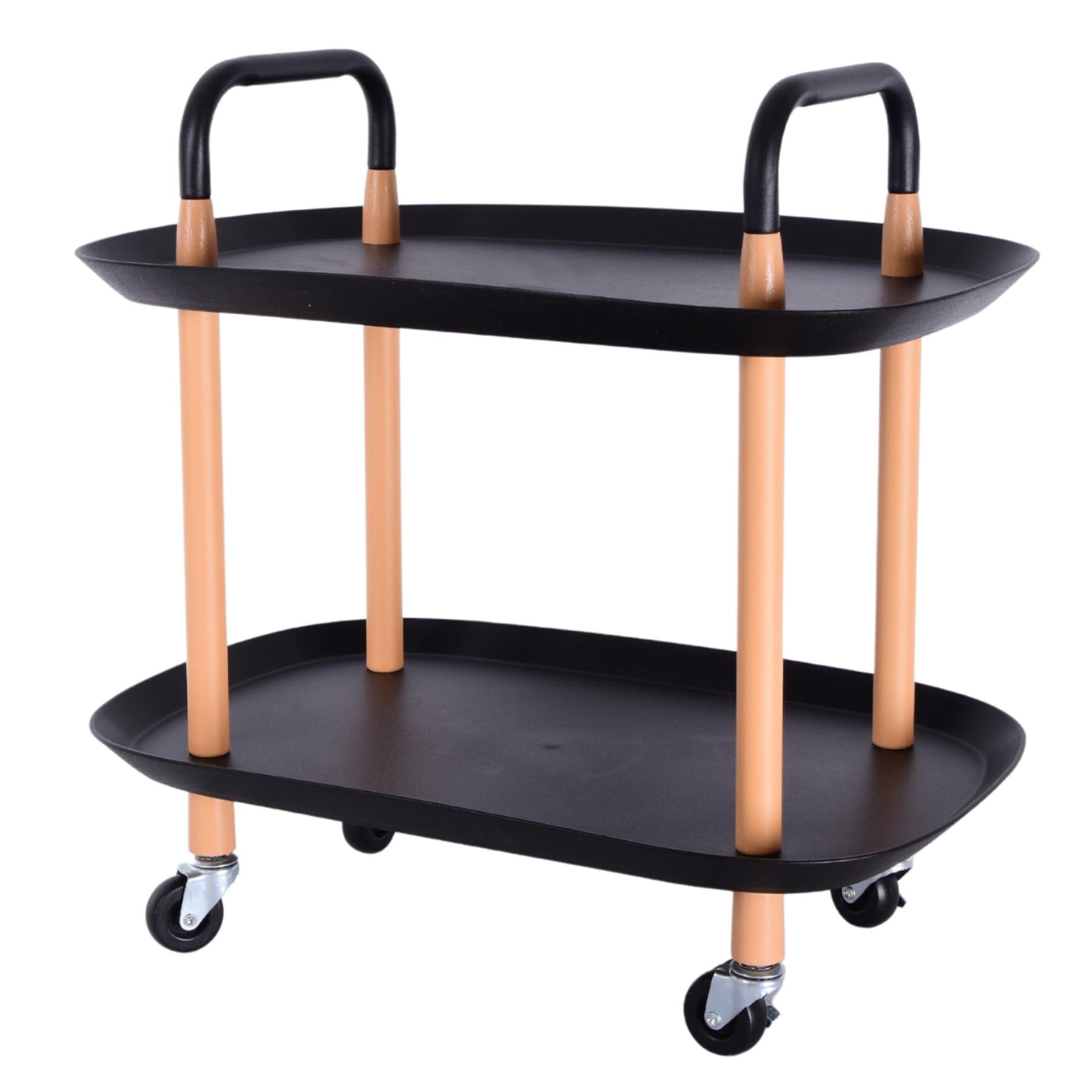 2 Layer Storage Rack With Wheels - Black Color