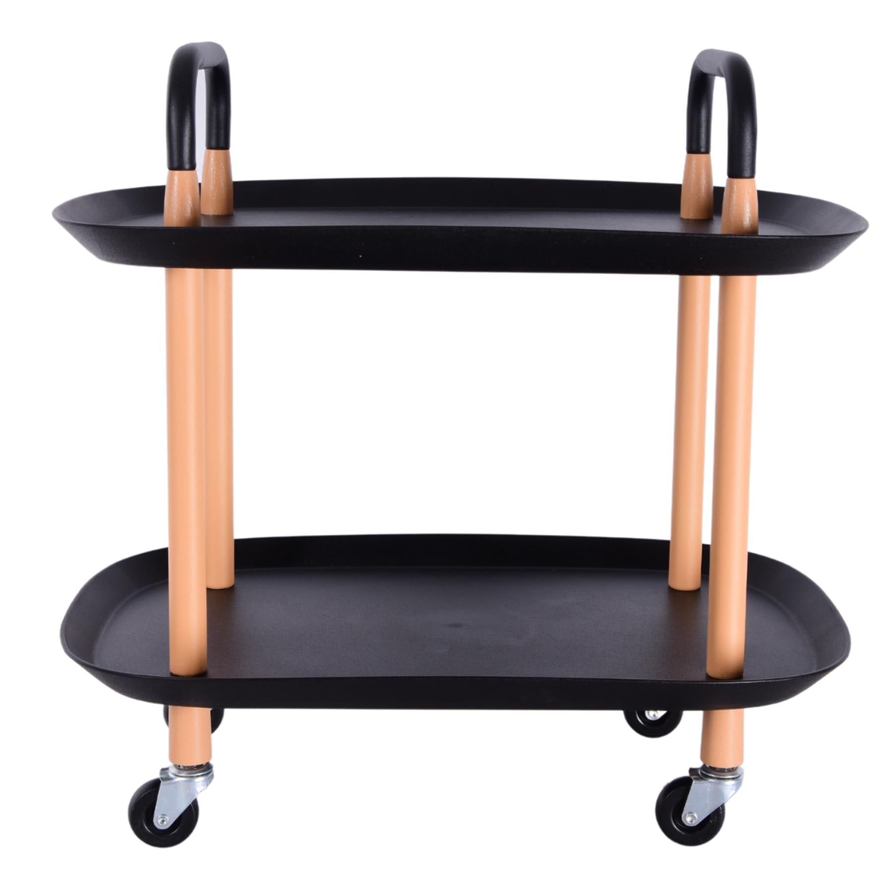 2 Layer Storage Rack With Wheels - Black Color