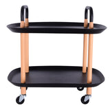 2 Layer Storage Rack With Wheels - Black Color