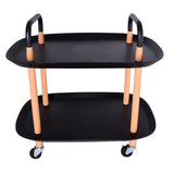 2 Layer Storage Rack With Wheels - Black Color