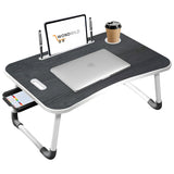 Wondwild  Laptop Bed Tray Table - Foldable Lap Desk Stand With Cup Holder - Black