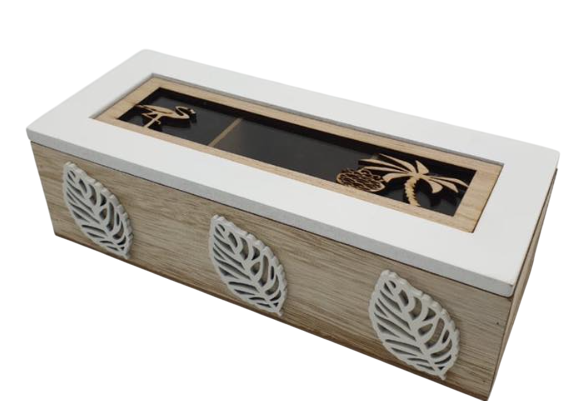 Tea Box 3 Compartments - Beige