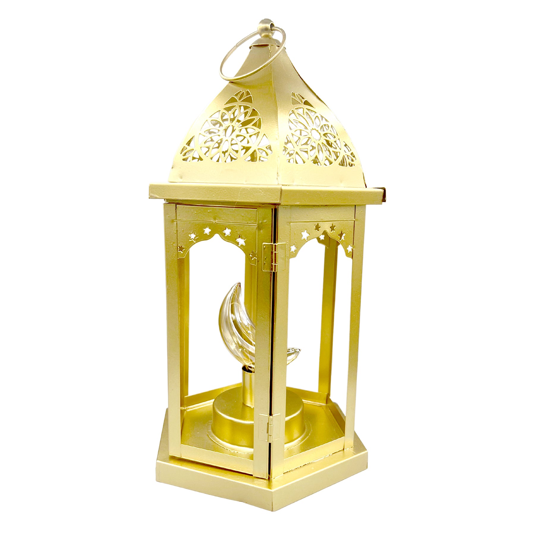 Golden Iron Glass Moon Led Light