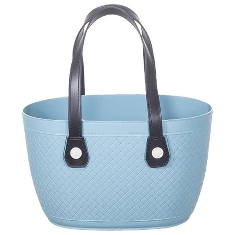 Portable Plastic Dirty Clothes & Shopping Basket (31×38 Cm) - Blue