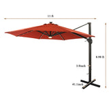 Solar Powered Aluminum Polyester LED Lighted Patio Umbrella