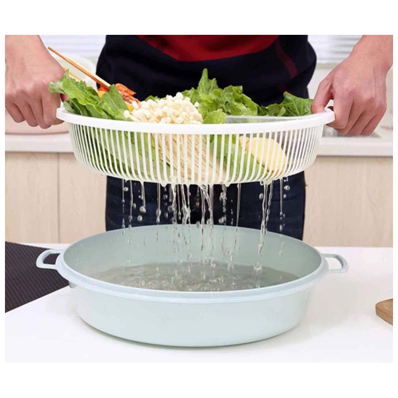 Style Degree 2-Piece Kitchen Colander Strainer Bowl Set 44.5X38X8.2Cm - Blue