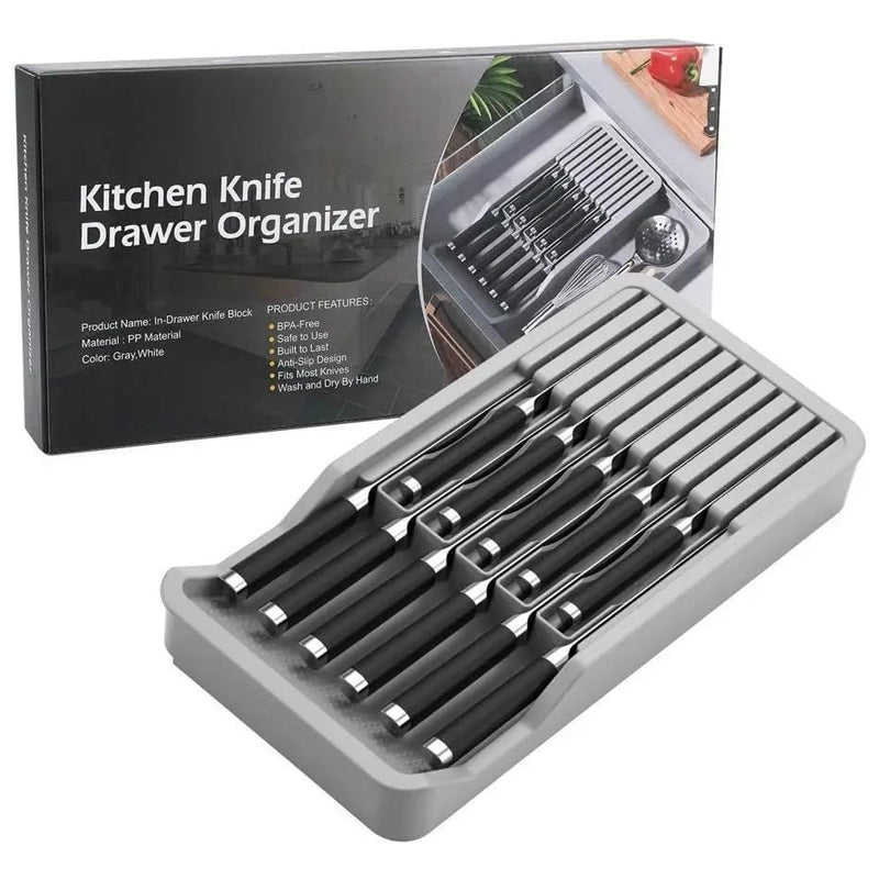 Riipoo Kitchen Knife Drawer Organizer-Gray