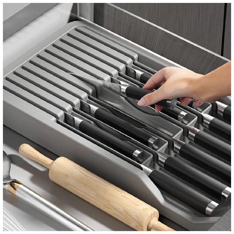 Riipoo Kitchen Knife Drawer Organizer-Gray