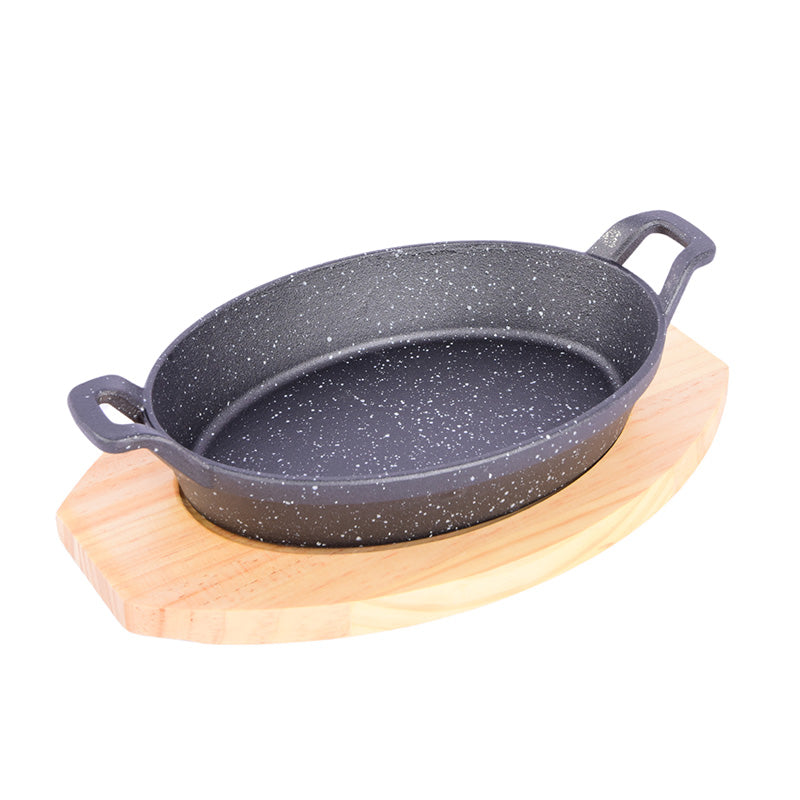 Fry Pan With Wooden Platter