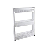 3-Tier Storage Stand With Wheels – Movable Organizer For Kitchen Or Bathroom - White